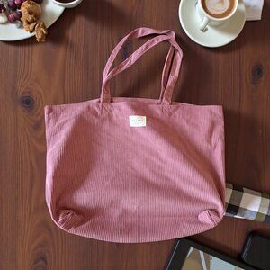 SEZANE Pink Paris Corduroy Finish Large Tote Bag